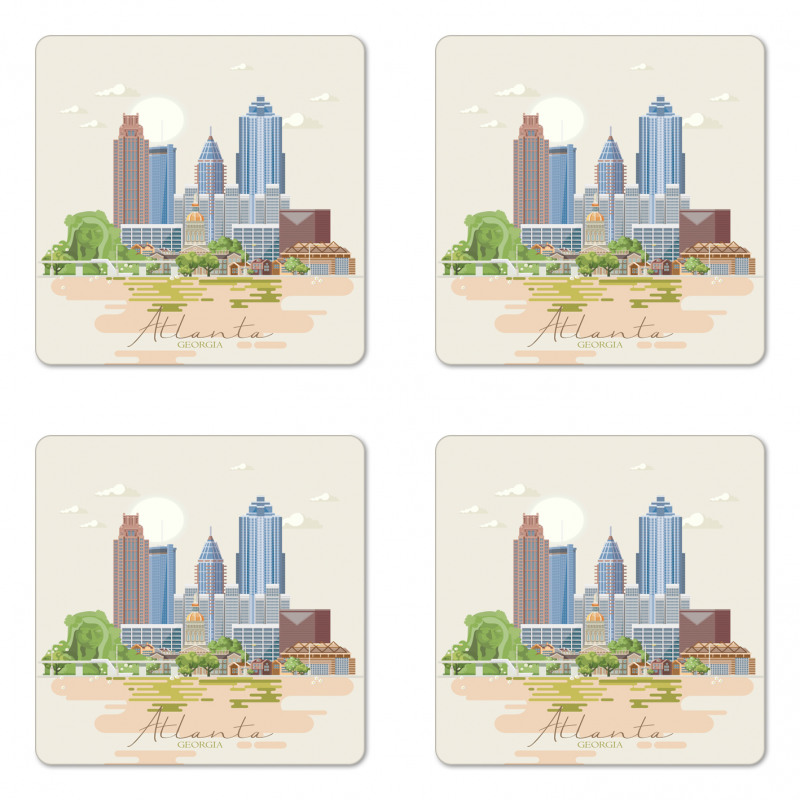 Graphics of City Silhouette Coaster Set Of Four