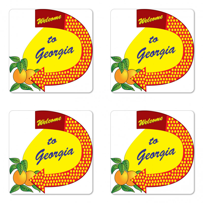 Symbolic Arrow and Peaches Coaster Set Of Four