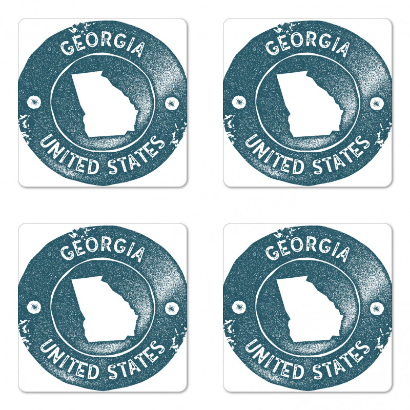 Map of Georgia Round Emblem Coaster Set Of Four