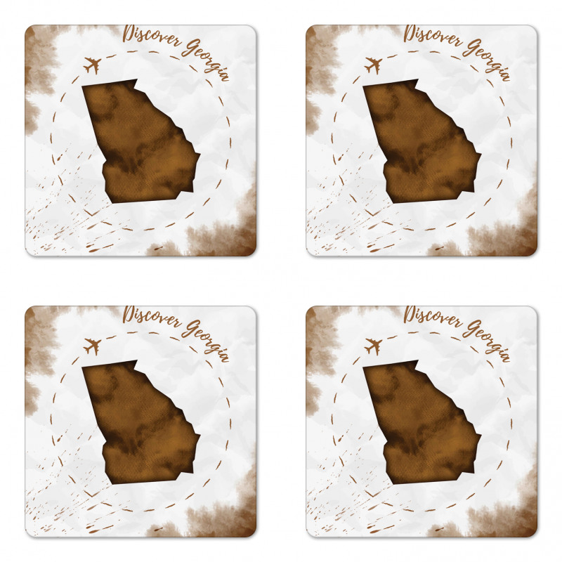 Grunge Airplane Circling Coaster Set Of Four