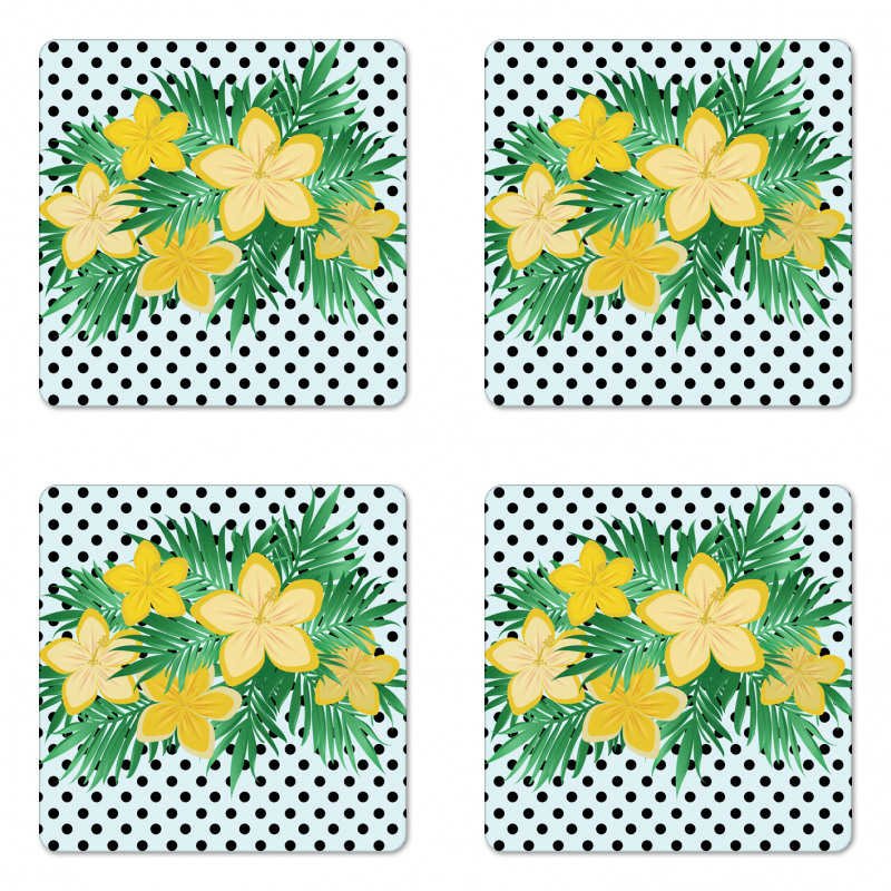 Exotic Flower Polka Dots Coaster Set Of Four