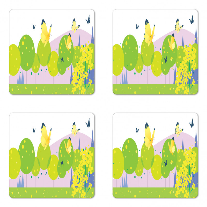 Forest Trees Spring Coaster Set Of Four