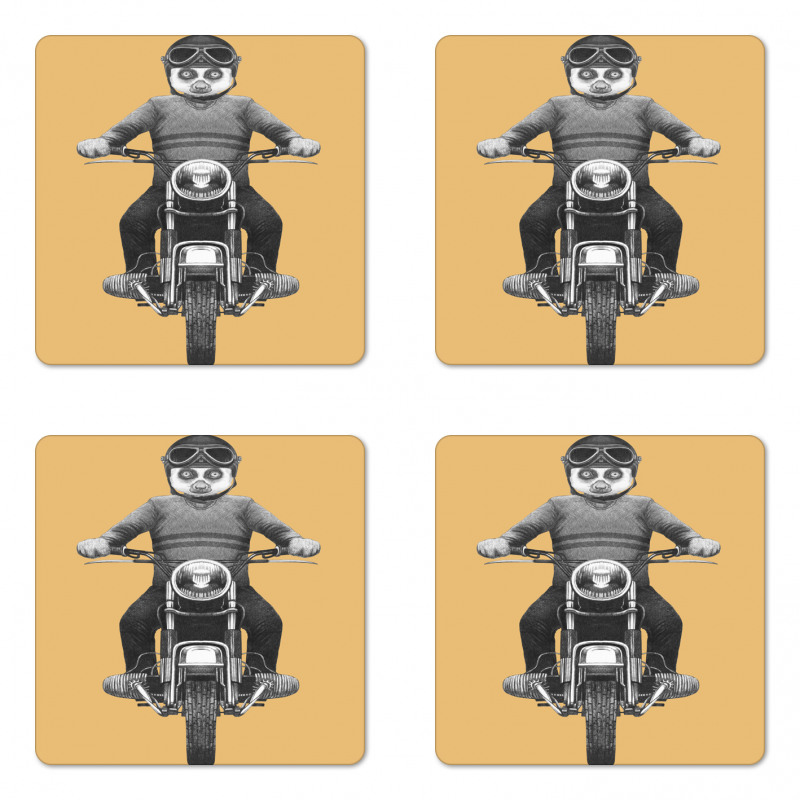 Tropical Monkey Scooter Art Coaster Set Of Four