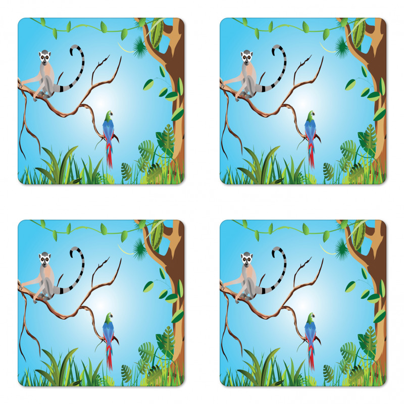 Tropical Botanical Parrot Coaster Set Of Four