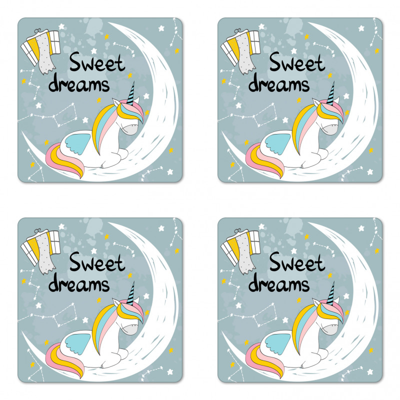 Unicorn on Crescent Coaster Set Of Four