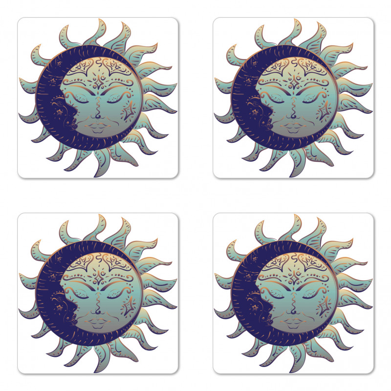 Boho Sun and Crescent Coaster Set Of Four