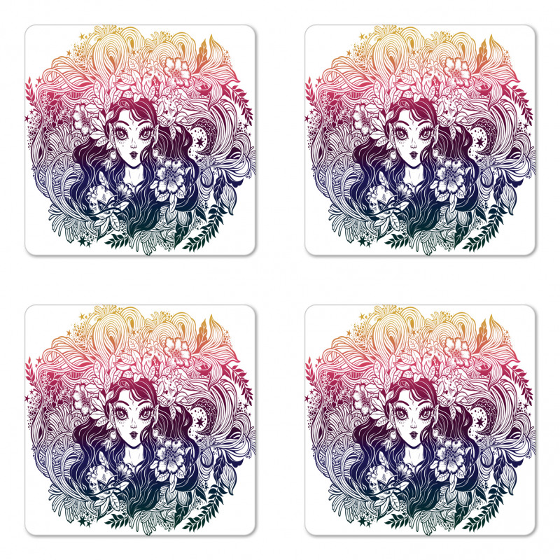 Celtic Floral Fairy Girl Coaster Set Of Four