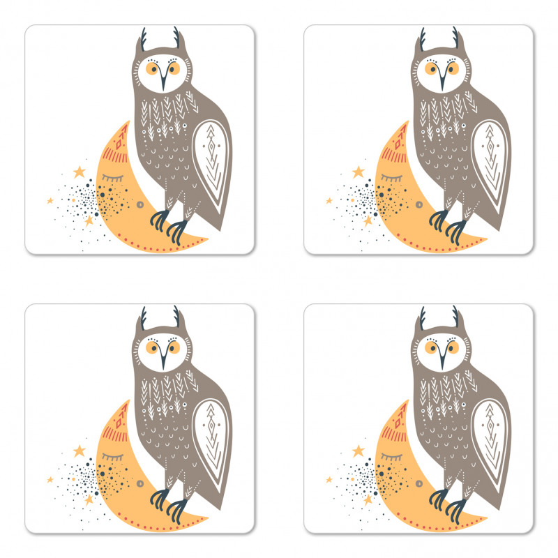 Wisdom Owl Crescent Coaster Set Of Four