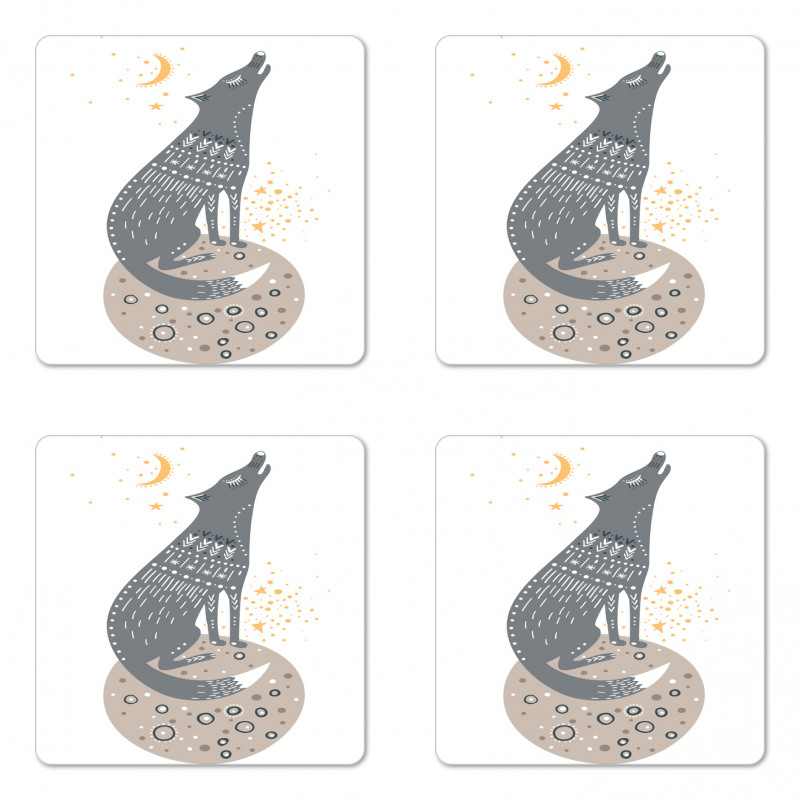 Howling Wolf Planet Coaster Set Of Four