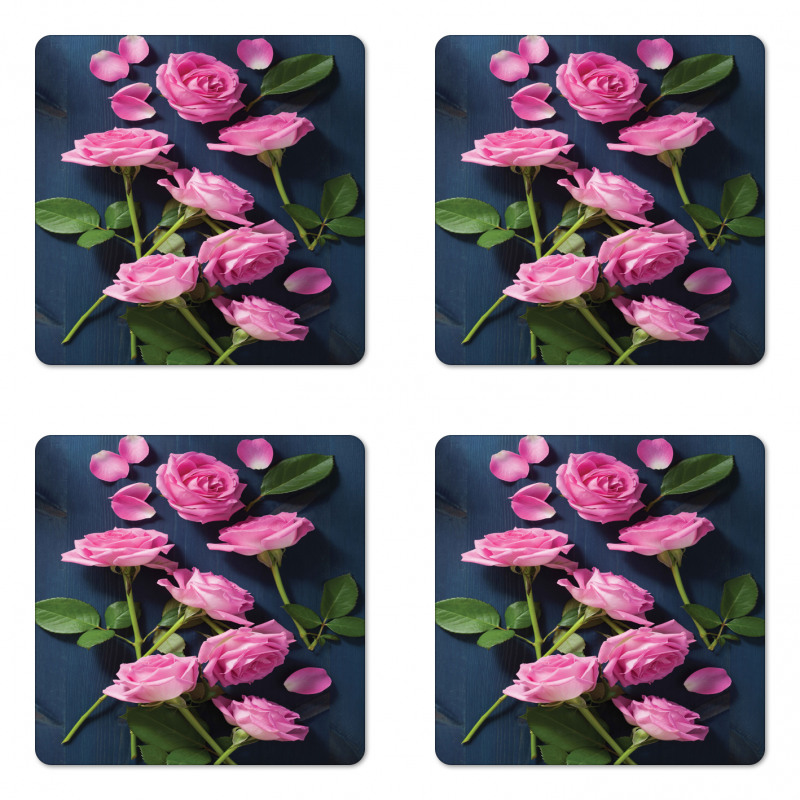 Roses Leaves on Branches Coaster Set Of Four