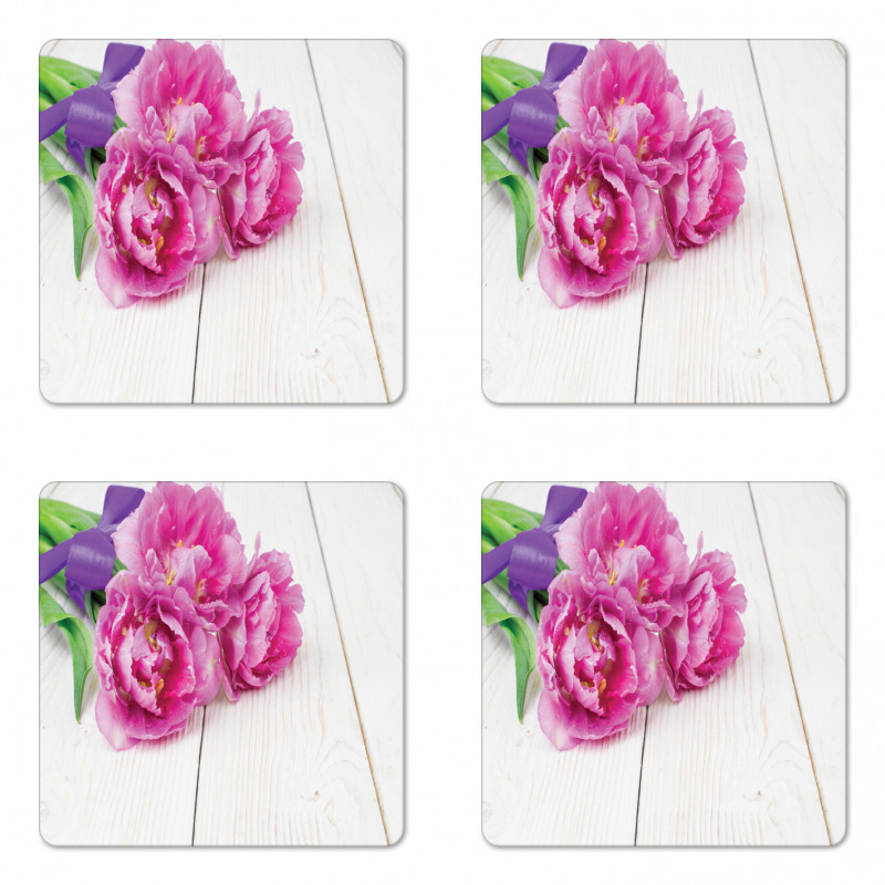 Tulips Tied with a Ribbon Coaster Set Of Four