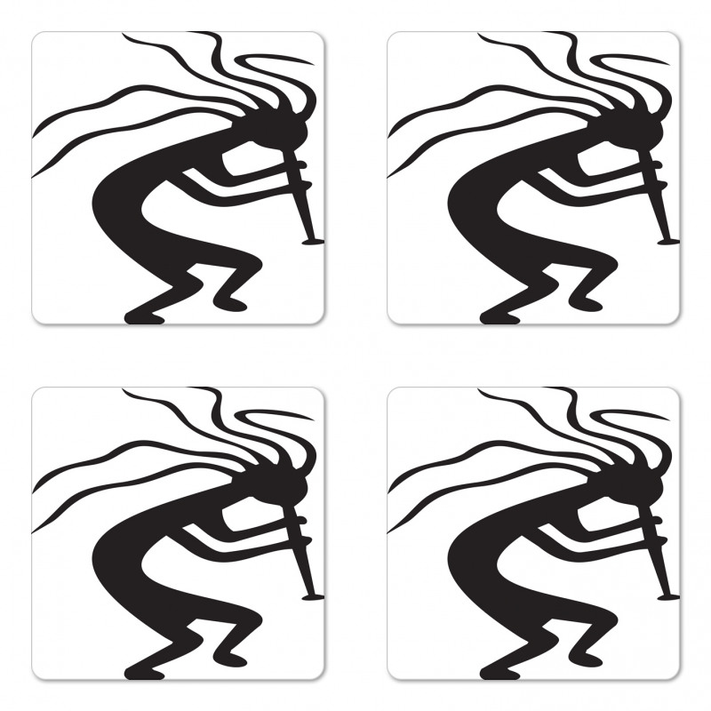 Monochrome Tribal Figure Coaster Set Of Four