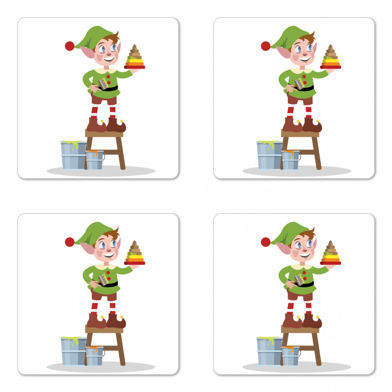 Young Boy Painting a Pyramid Coaster Set Of Four