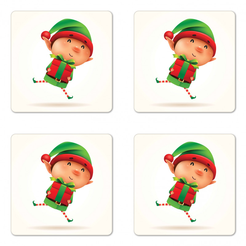 Little Boy Holding a Present Coaster Set Of Four