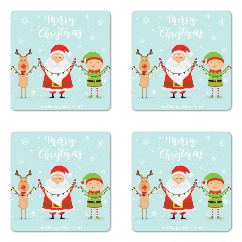 Characters Holding Ornaments Coaster Set Of Four