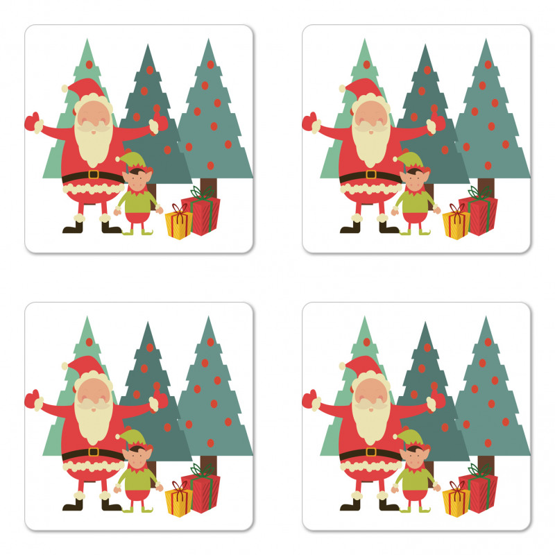 Santa Claus Little Man Presents Coaster Set Of Four