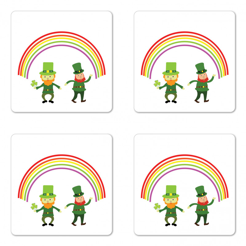 Leprechauns Under a Rainbow Coaster Set Of Four