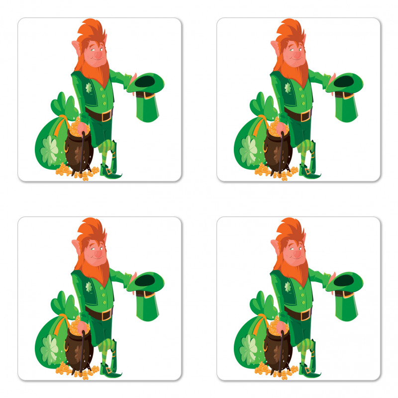 Happy St Patrick's Leprechaun Coaster Set Of Four