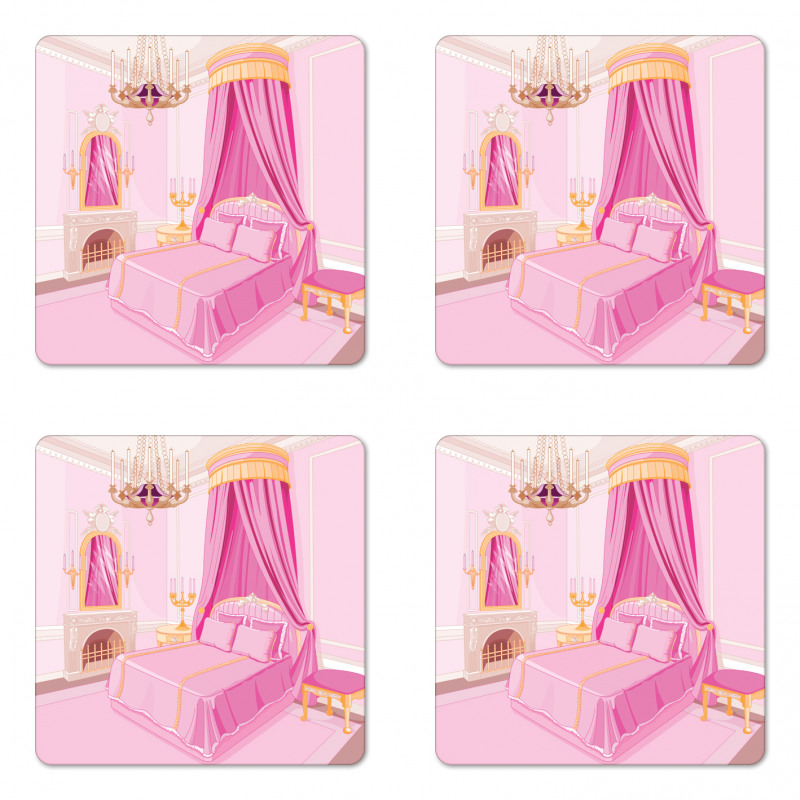 Princess Bedroom Interior Coaster Set Of Four