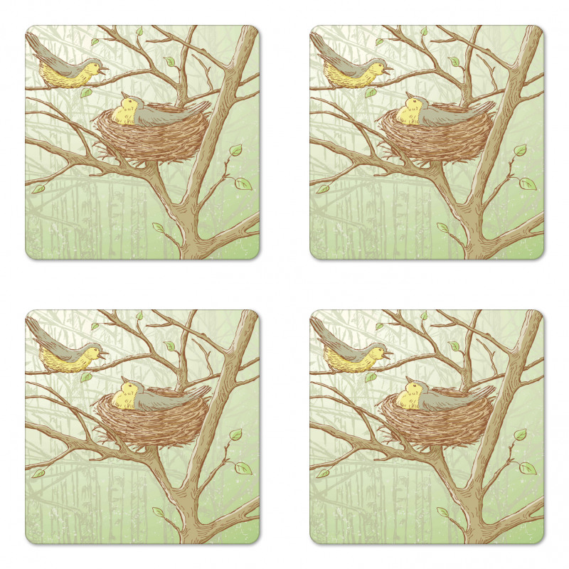 Tree Animals Spring Woods Coaster Set Of Four