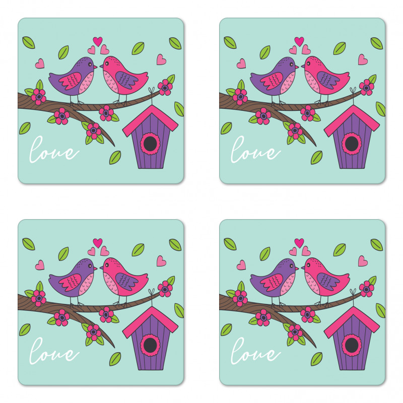 Valentines Love Flowers Coaster Set Of Four