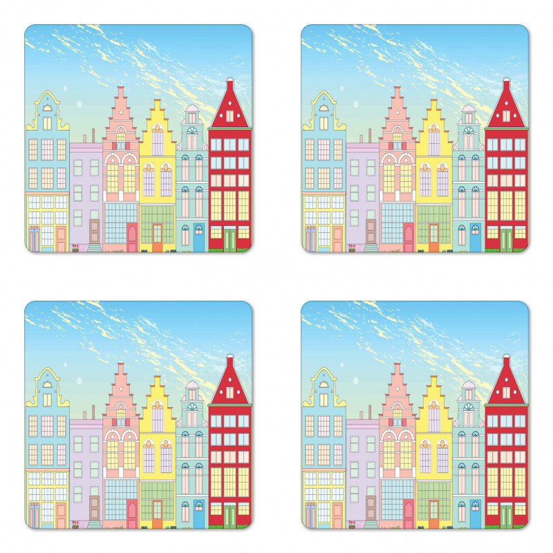 Vibrant Houses in Holland Coaster Set Of Four