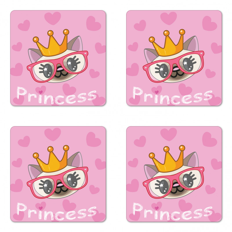 Happy Princess Cat Coaster Set Of Four