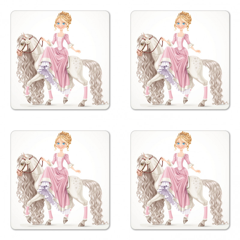 Princess on White Horse Coaster Set Of Four