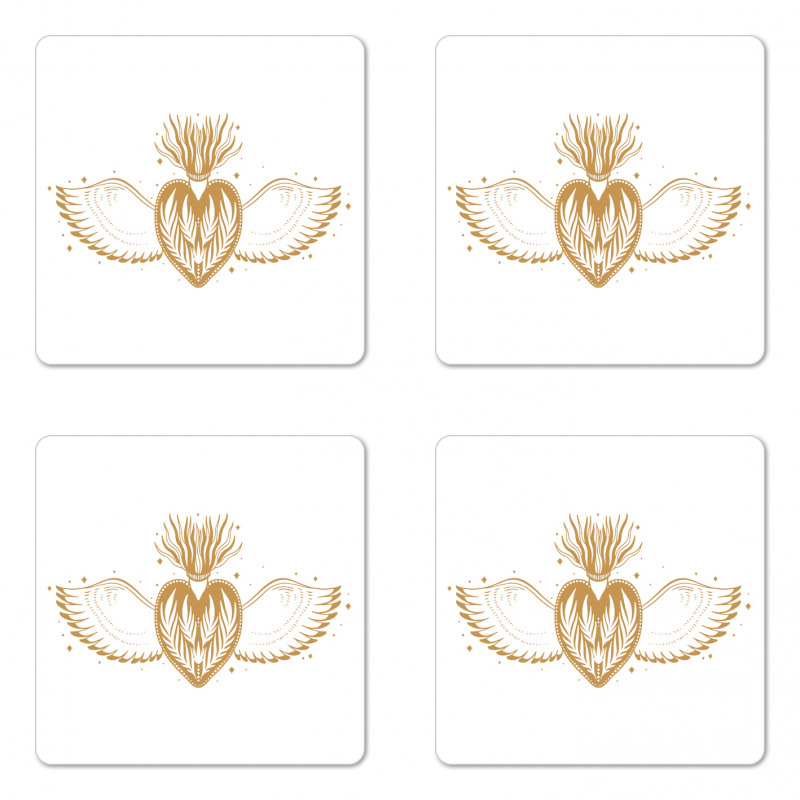 Winged Heart with Crown Coaster Set Of Four