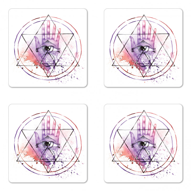 Watercolor All Seeing Eye Coaster Set Of Four