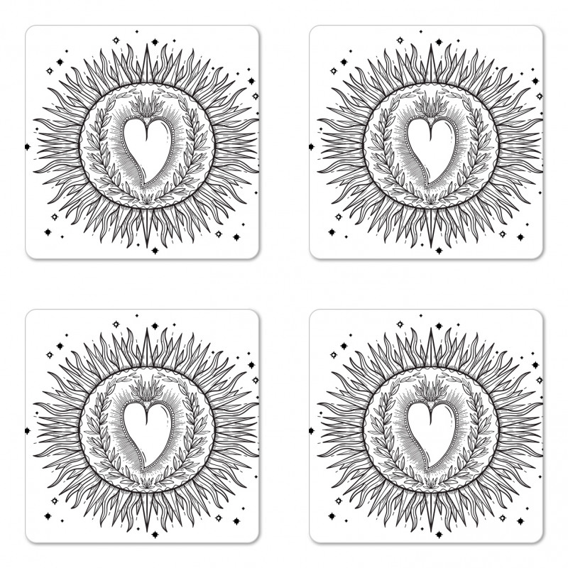 Sun with Heart Art Coaster Set Of Four