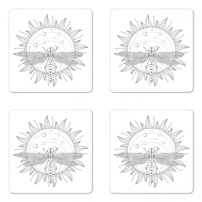 Neutral Sun and Dragonfly Coaster Set Of Four