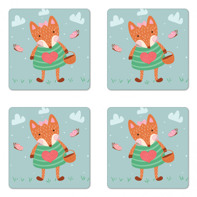 Nursery Animal with Dress Coaster Set Of Four