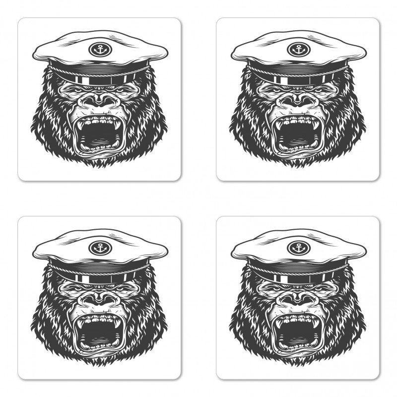 Seaman Gorilla Art Coaster Set Of Four