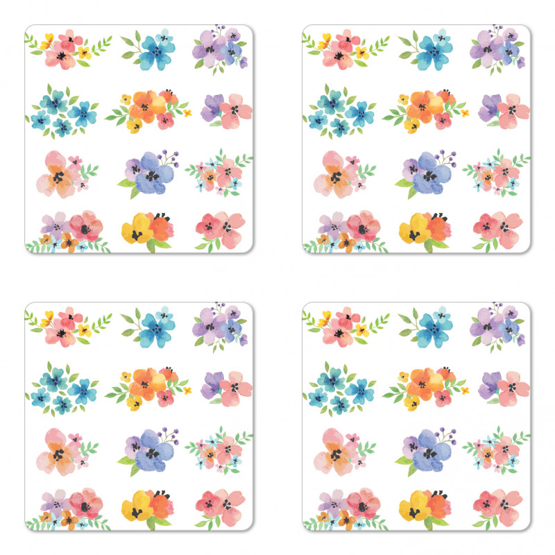 Watercolor Bouquets Coaster Set Of Four