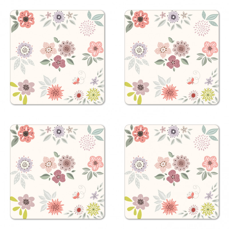 Continuous Flowers Coaster Set Of Four