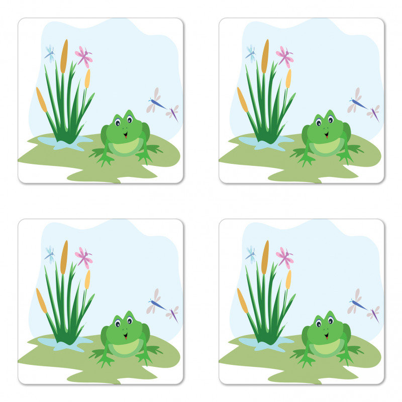 Dragonflies Plants Amphibian Coaster Set Of Four