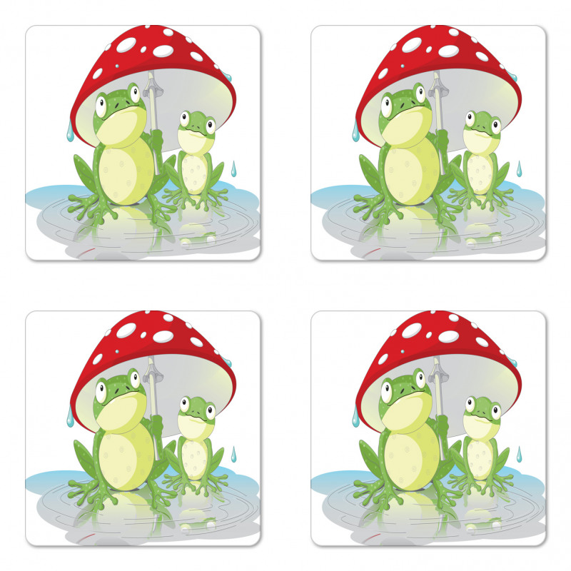 Animal in Mushroom Umbrella Coaster Set Of Four