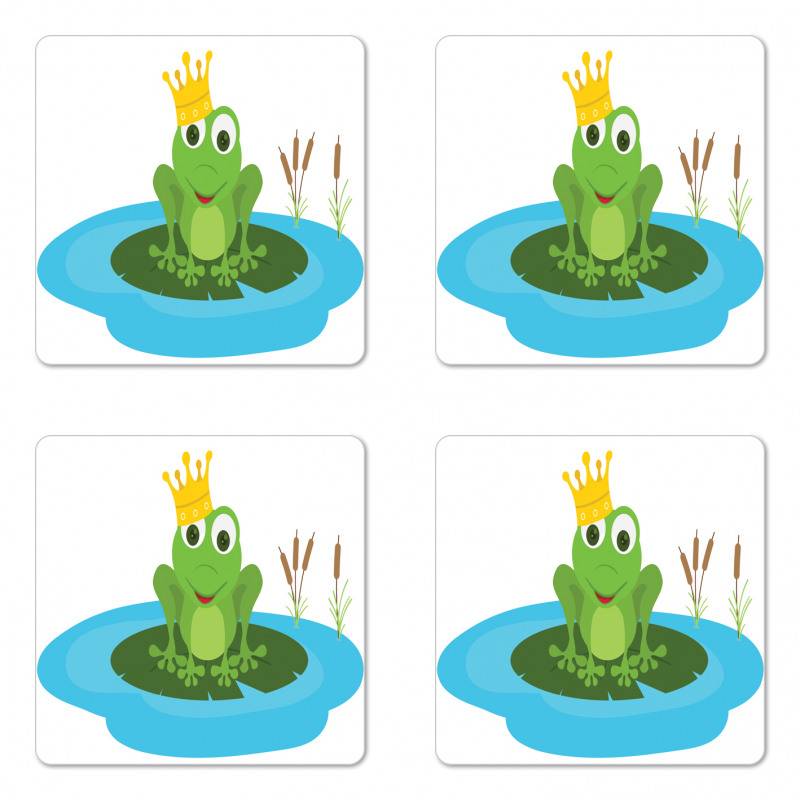 Prince Animal Big Leaf Pond Coaster Set Of Four