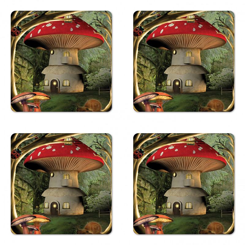 Mushroom Magic Forest Coaster Set Of Four