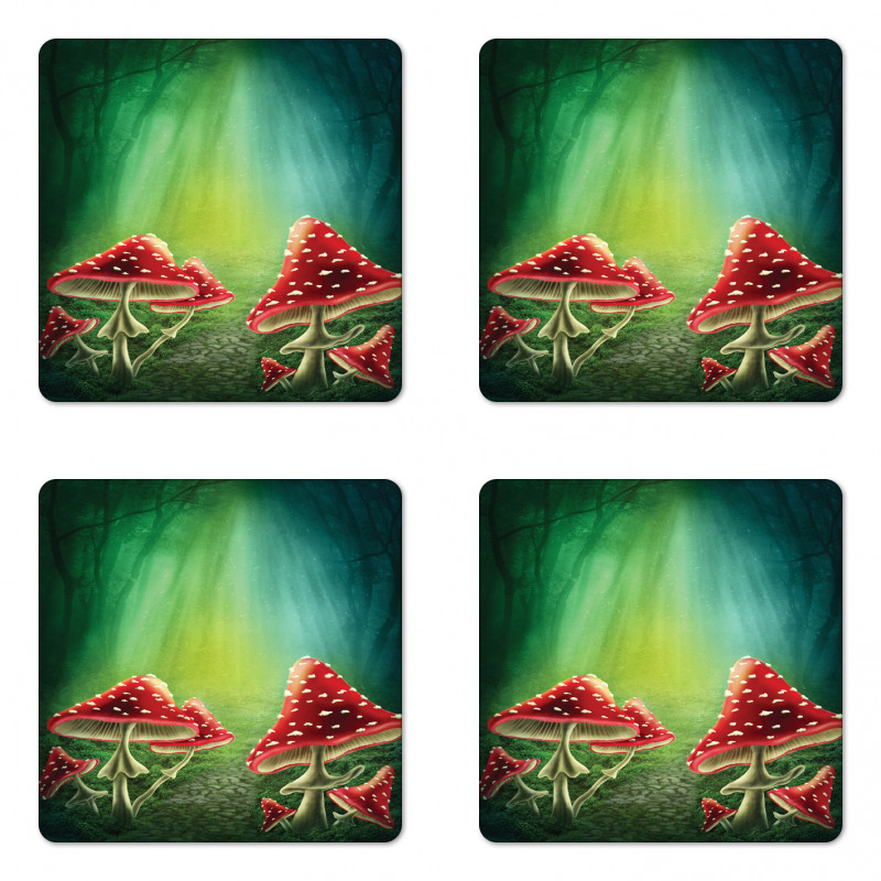 Mysterious Mushrooms Coaster Set Of Four