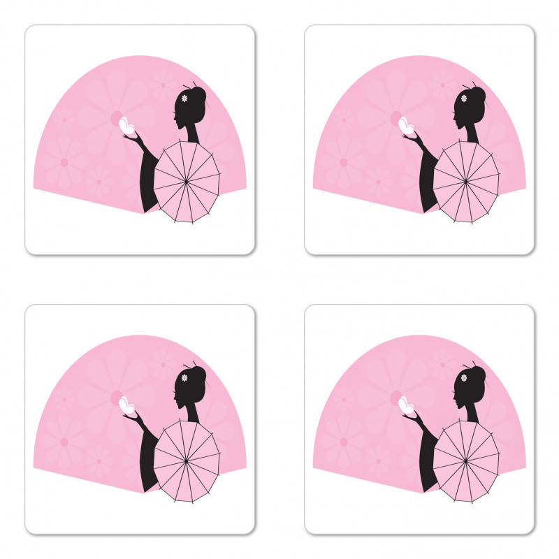 Woman Side Portrait Coaster Set Of Four