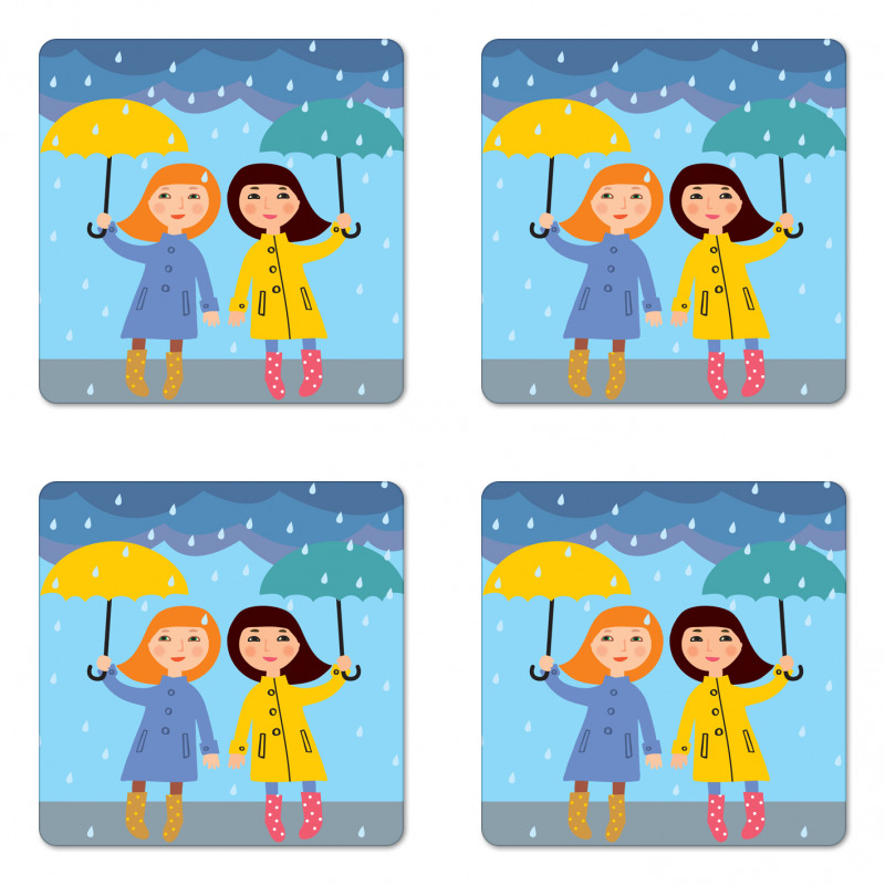 Girls Under the Rain Coaster Set Of Four