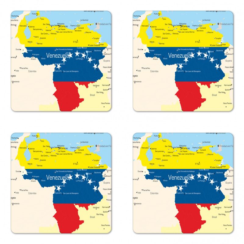 Colorful Detailed Map Coaster Set Of Four