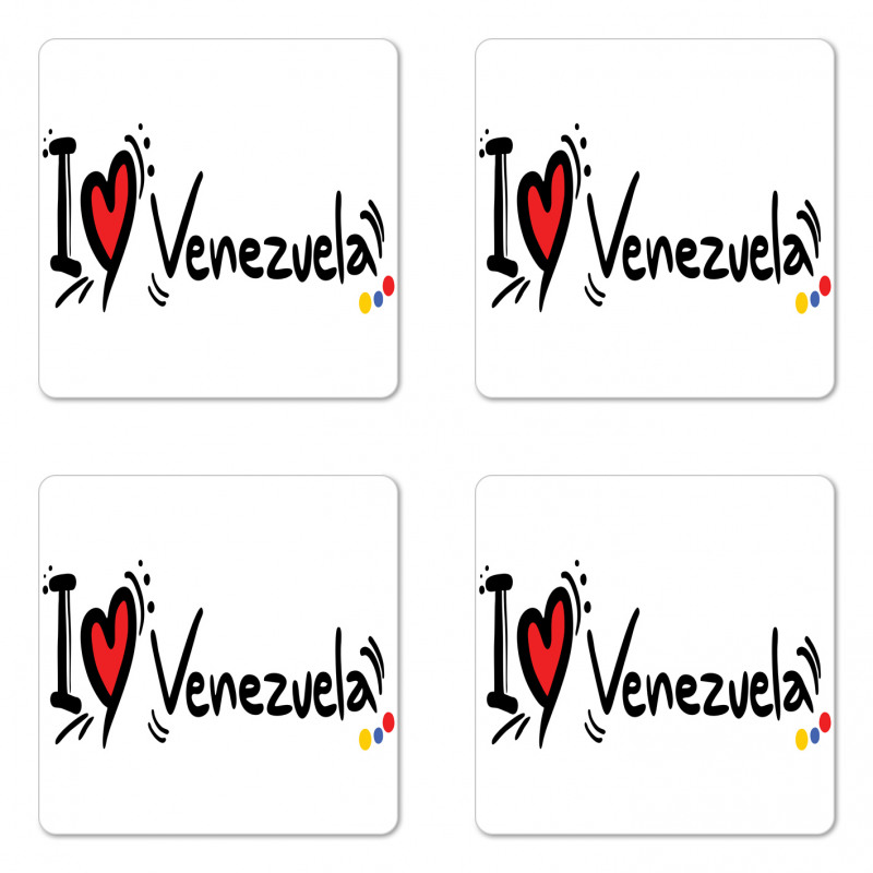 I Love Venezuela Wording Coaster Set Of Four