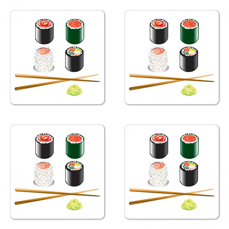 Japan Sushi and Chopsticks Coaster Set Of Four