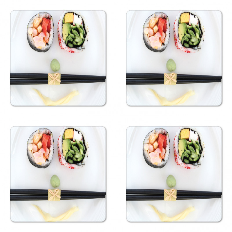 Sushi Smile Plate Top Photo Coaster Set Of Four