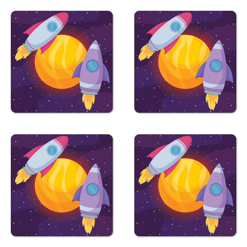 Rocket Spaceship Galactic Coaster Set Of Four