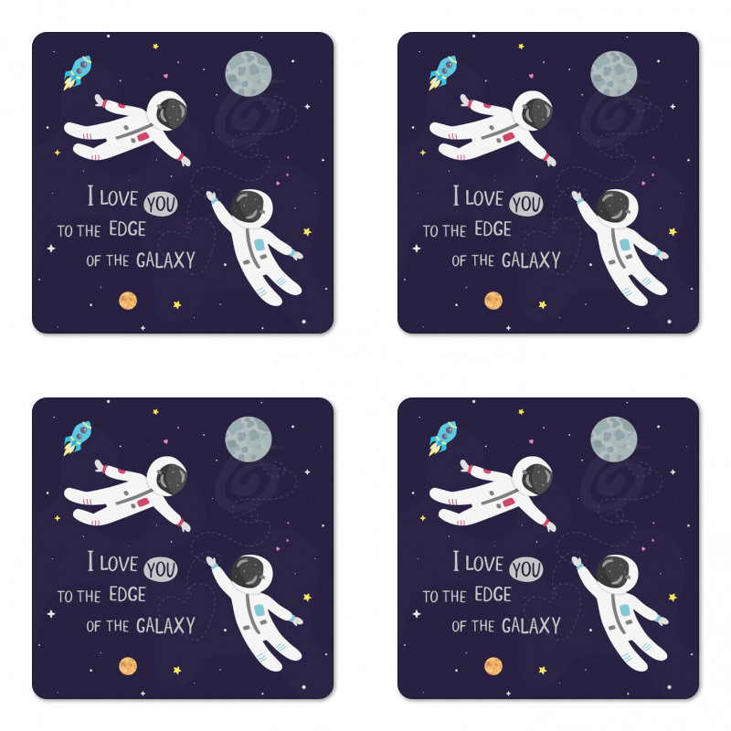 Love Wording Astronauts Coaster Set Of Four