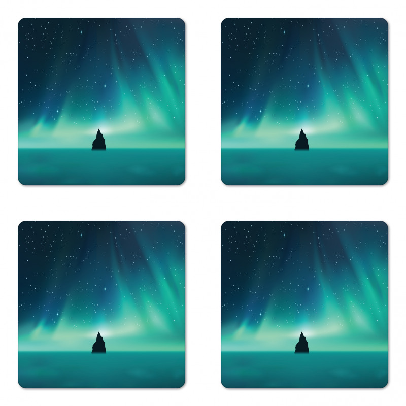 Aurora Borealis Single Rock Coaster Set Of Four